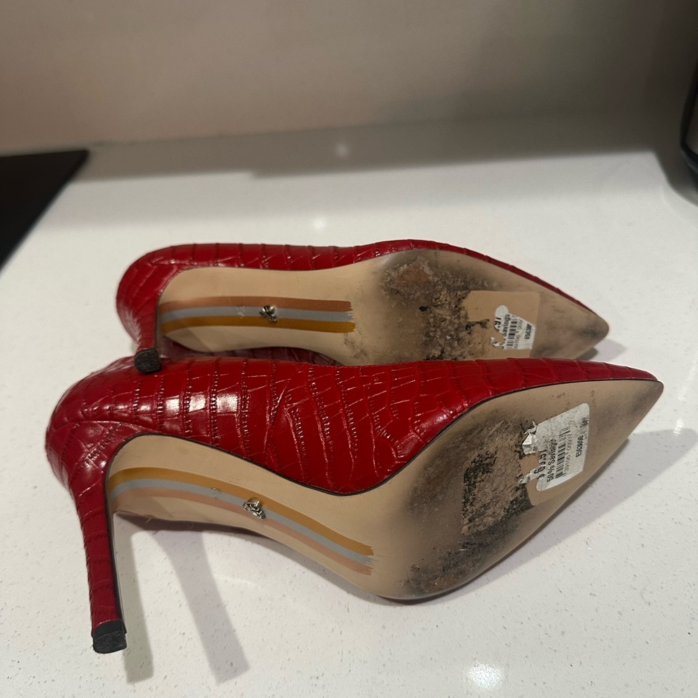 Sam Edelman Red Croc-Pattern Heels - Picture 4 of 6